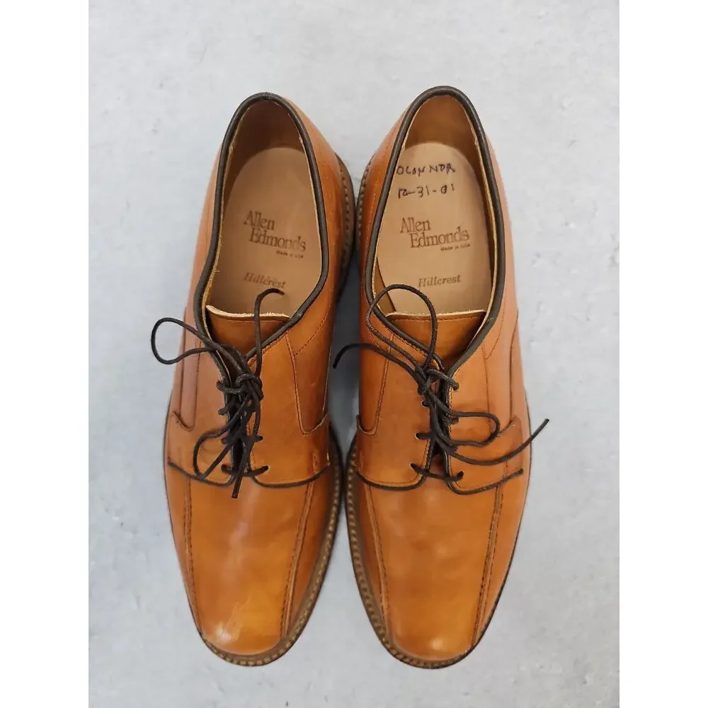 Allen Edmonds HILLCREST Lace-Up Blucher Dress Shoes Walnut-Size 10D Mens Work